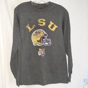 LSU Tigers Long Sleeve Crew Neck Sz S Dark Gray